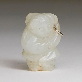 Fine Chinese Jade Boy Carving w/ Ring