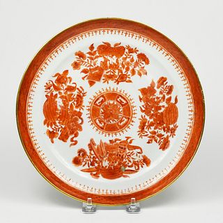 Chinese Export Fitzhugh Ware Orange Porcelain Dish