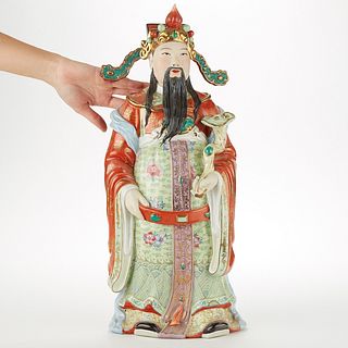 Chinese Republic Period Porcelain Figure w/ Ruyi Scepter