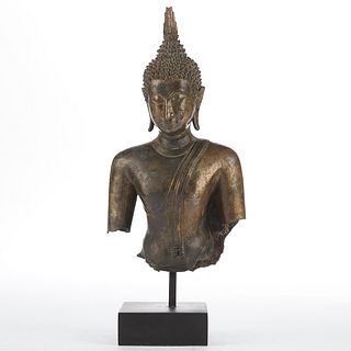19th c. Thai Bronze/Silver Buddha w/ Stand