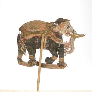 19th/20th c. Indonesian (Bali) Elephant Shadow Puppet