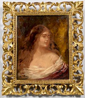 Angelo Asti, Oil on Canvas Portrait of a Lady