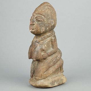 African Yoruba Kneeling Stone Figure