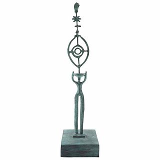 SERGIO HERNÁNDEZ, Ojo turquesa, Signed and dated 2011, Bronze sculpture with lost wax casting 10 / 112, 23.6 x 5.9 x 5.9" (60 x 15 x 15 cm)