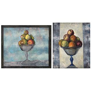ROBERTO MONTENEGRO, a) Frutero, Signed and dated 62, Oil/canvas, 22 x 25.5" (56 x 65 cm), b) Frutero, Signed, Oil/canvas, 23.6 x 19.6" (60 x 50 cm)