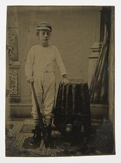 Tintype Child with Baseball Bat