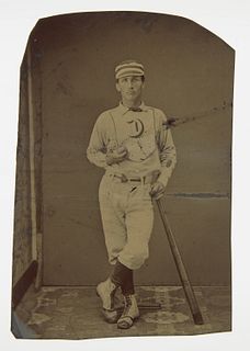 Tintype of Baseball Player in Uniform