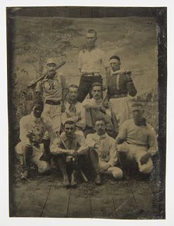 Tintype Black-White Baseball Team