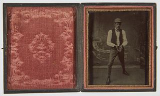Tintype of Baseball Player - Catching Position