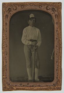 Tintype of Baseball Player Lad with Bat