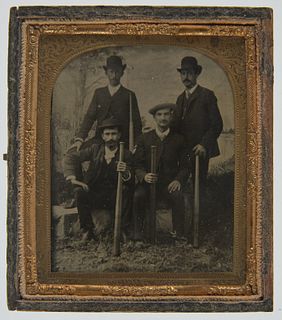 Tintype of 4 Gentleman with Baseball Bats