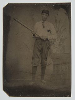 Tintype of Baseball Player with Bat