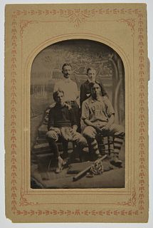 Tintype of Four Baseball Players - Rutgers