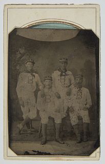 Tintype of Four Baseball Players - BCB