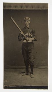 Tintype of Baseball Batter in Uniform - ELMWOOD