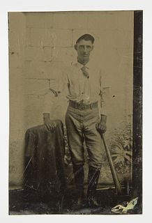 Tintype of Batter in Uniform - Outdoor