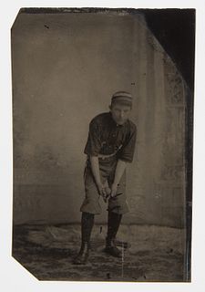 Tintype of Baseball Player Pitcher