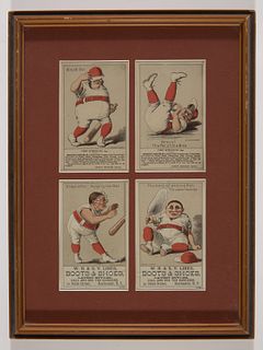 Framed Advertising Cards w/ Baseball Players