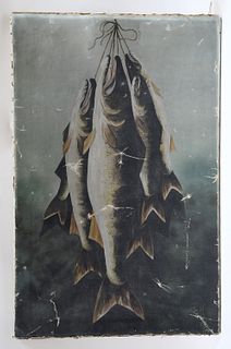 Large Folk Art Caught Fish Still Life
