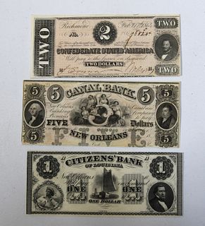 Three Confederate Currency Notes