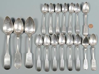 Grouping of 18 Coin Silver Spoons