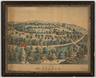 Birdseye View of Mt Vernon Print 1859