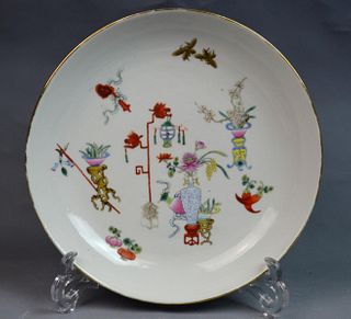 CHINESE FAMILLE ROSE PORCELAIN PLANTS BOWL