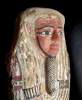 Egyptian Polychrome Gesso Coffin Lid - 1946 Provenance