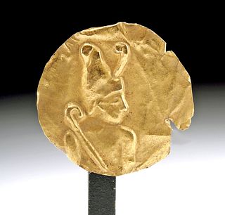 Egyptian 18K+ Gold Applique Depicting a Pharaoh