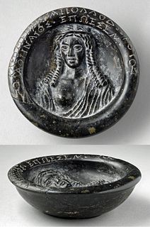 Greek Hellenistic Steatite Bowl Aphrodite / Inscription