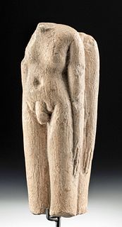 Canaanite Stone Male and Female Nude Caryatid Sculpture