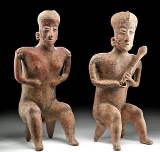 Pair of Exhibited Nayarit San Sebastian Pottery Figures