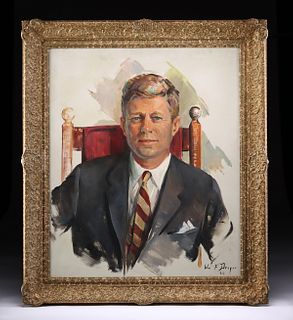 Framed William Draper John F. Kennedy Portrait, 1962