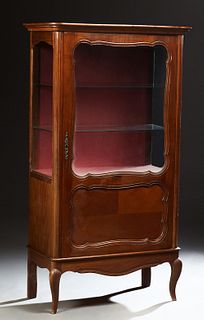 French Louis XV Style Carved Cherry Vitrine, 20th c