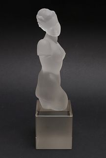 Modern Frosted Art Glass Figural Sculpture