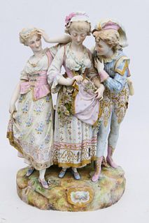 LARGE 19th C CONTINENTAL POLYCHROME BISQUE GROUP