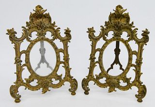 PAIR OF BRASS ORNATE PICTURE FRAMES
