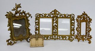 (4) ANTIQUE BRASS PICTURE FRAME COLLECTION