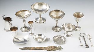 Mardi Gras- Group of Fifteen Krewe Favors, consisting of a Rex Letter Knife, 1910; a sterling Comus Ashtray, 1958; a sterling Comus...