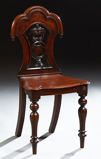 French Louis XVI Style Walnut Hall Chair, 19th c