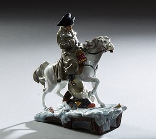 "Napoleon Leaving Moscow," vintage porcelain figure from Scheibe-Alsbach Sitzendorf, #103, marked on the integral base, the undersid...
