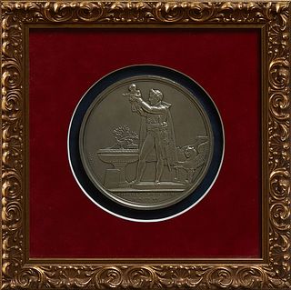 After Jean Bertrand Andrieu (1761-1822), Large Sterling Medallion of Napoleon, 1811, "Bapteme du Roi de Rome," the edge stamped "Arg...