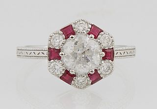 Lady's Platinum Dinner Ring, with a center