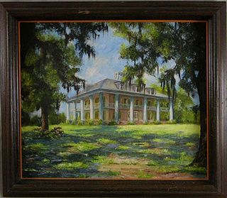 Lydia Diemont, "Houmas House Plantation," 20th c., oil on canvas, signed l.r., framed, H.- 21 in., W.- 25 in.