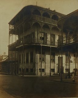 Joseph "Pops" Whitesell (1876-1958, New Orleans), "French Quarter Balconies," 20th c., bromide print, pencil signed lower right, shr...