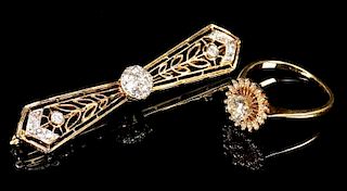 2 Gold Diamond Jewelry Items