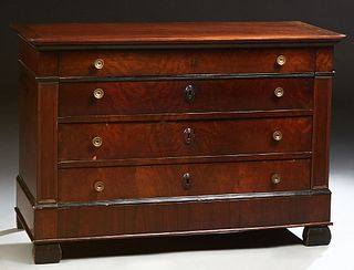 French Provincial Louis Philippe Carved Mahogany Commode, 19th c