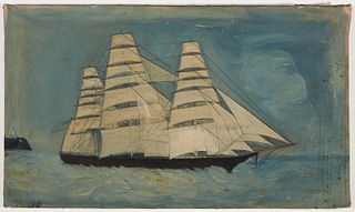 Primitive Clipper Ship Painting