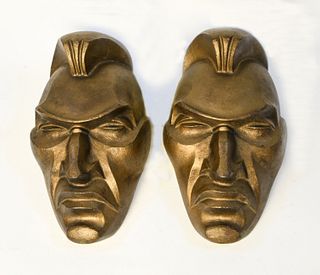 Pair of Cast Iron Indian Theatrical Masks