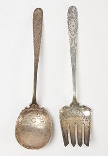 Two Matching Navajo Silver Serving Utensils